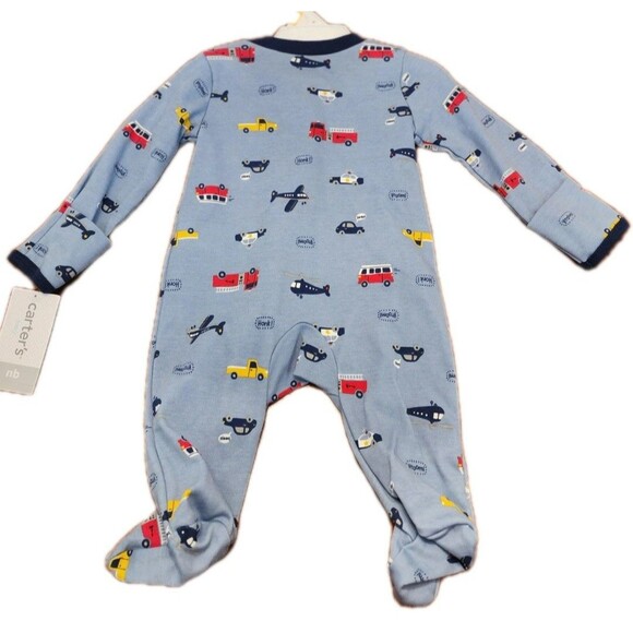 Carter's Blue Long Sleeved Zippered Sleeper NB - Picture 2 of 3
